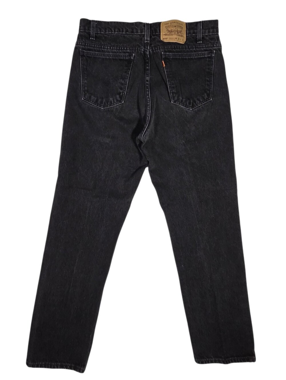 90s Levis 505 Orange Tab Jeans Black Regular Straight Denim Hipster 33x30 Actual